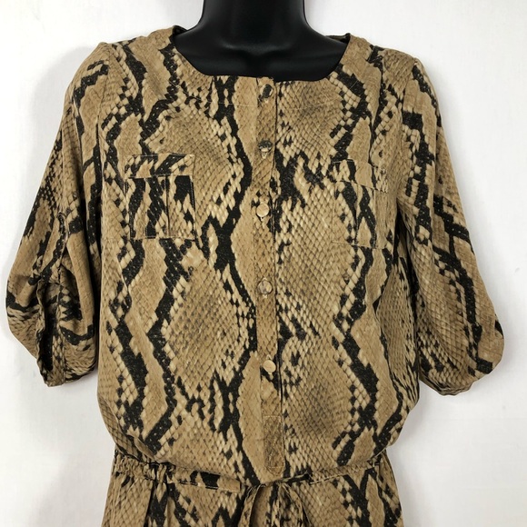 Vintage Reynah Silky Lightweight Waist Shift Snake Print Low Drop Dress - Picture 4 of 8